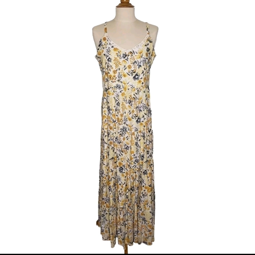 Joie Maxi Dress 6 Spaghetti Straps Cottagecore Prairie Lace Boho Wedding Beach